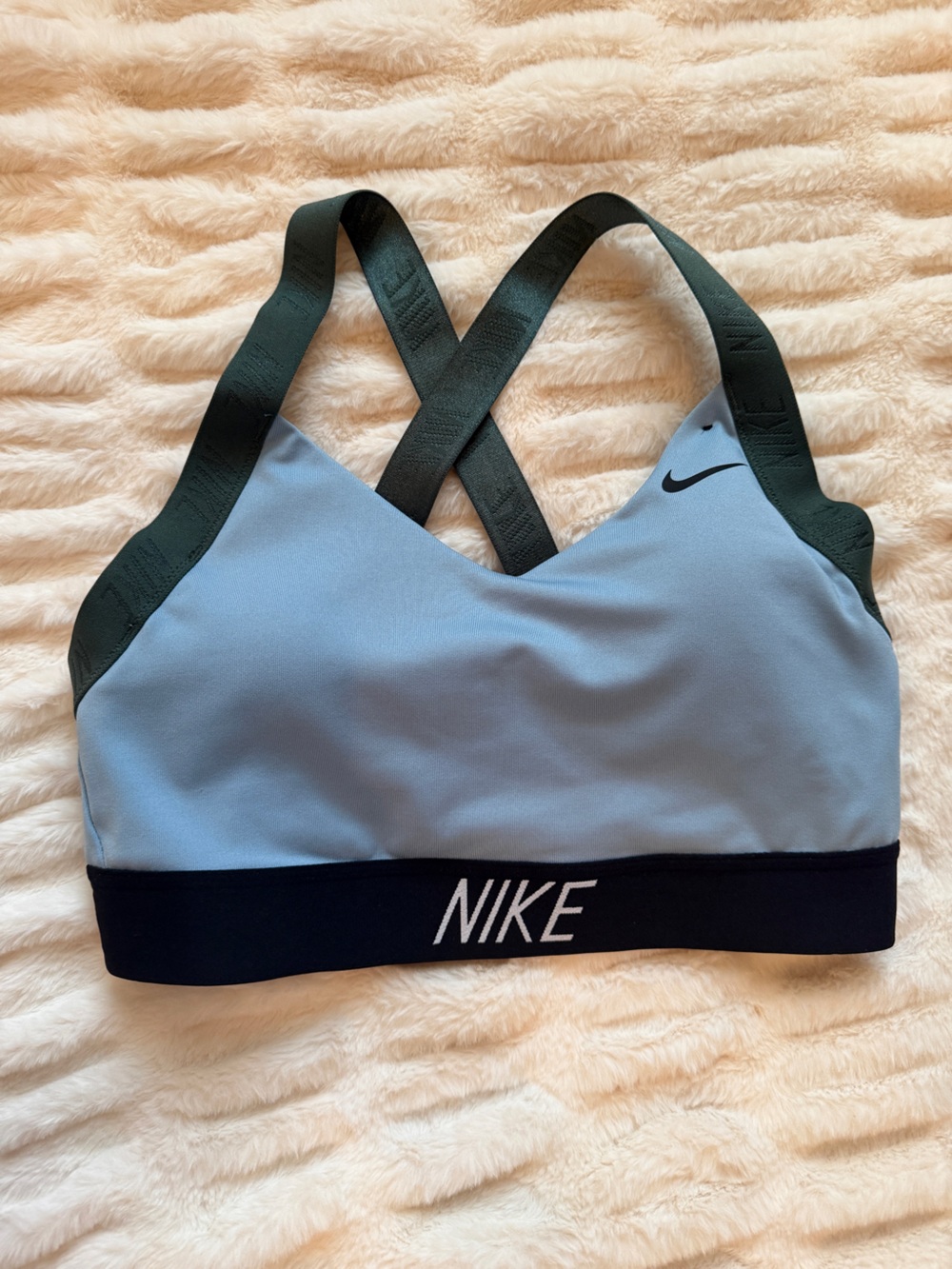 Nike Blue Sports Bra with Black Band and Straps